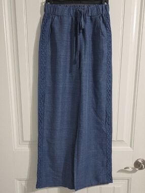 Blue Wide-Leg Drawstring Pants Size XS